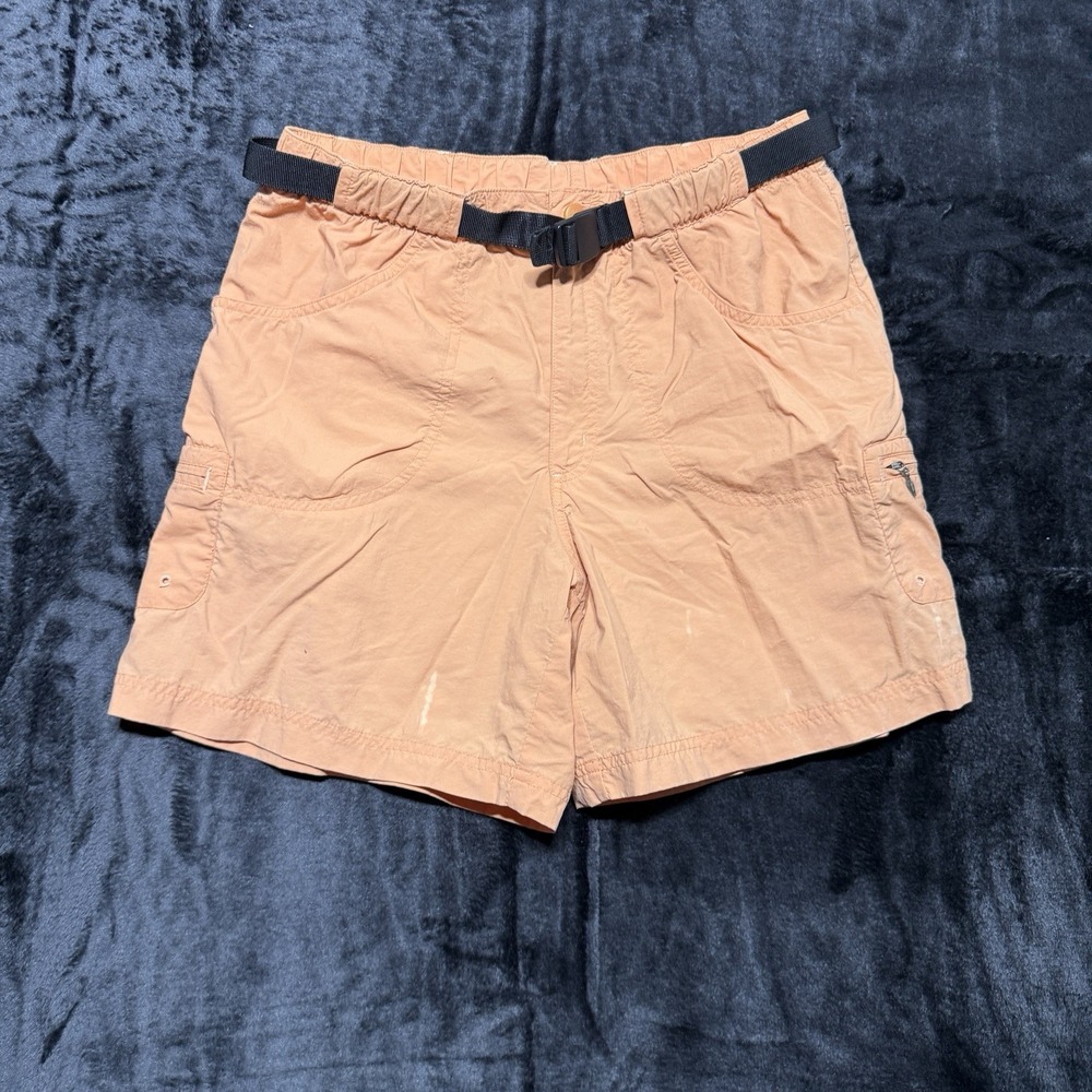 Columbia Hiking Shorts Womens Small S Peach Orange Nylon Belted Cargo Packable